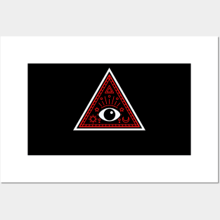 All Seeing eye - red and black with black eye Posters and Art